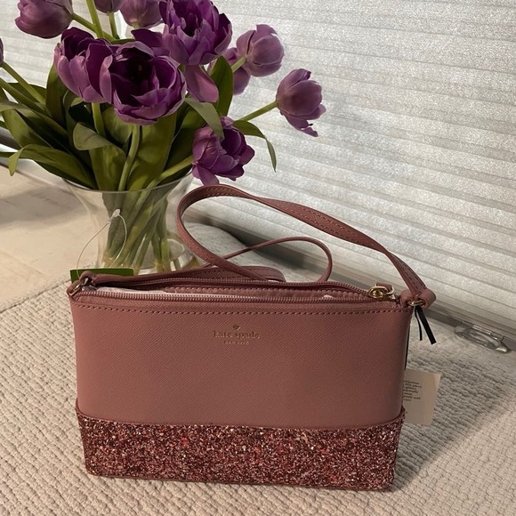 NWT Kate Spade Crossbody Dusty Peony w/Sparkles - Picture 2 of 11